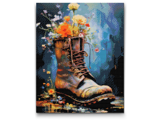 Diamond Paint - En sko fuld af blomster