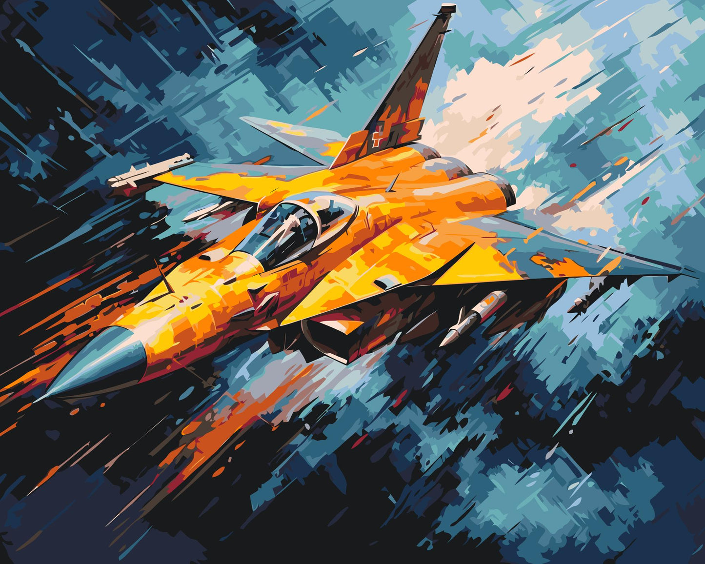 Paint by number - Gult militærfly