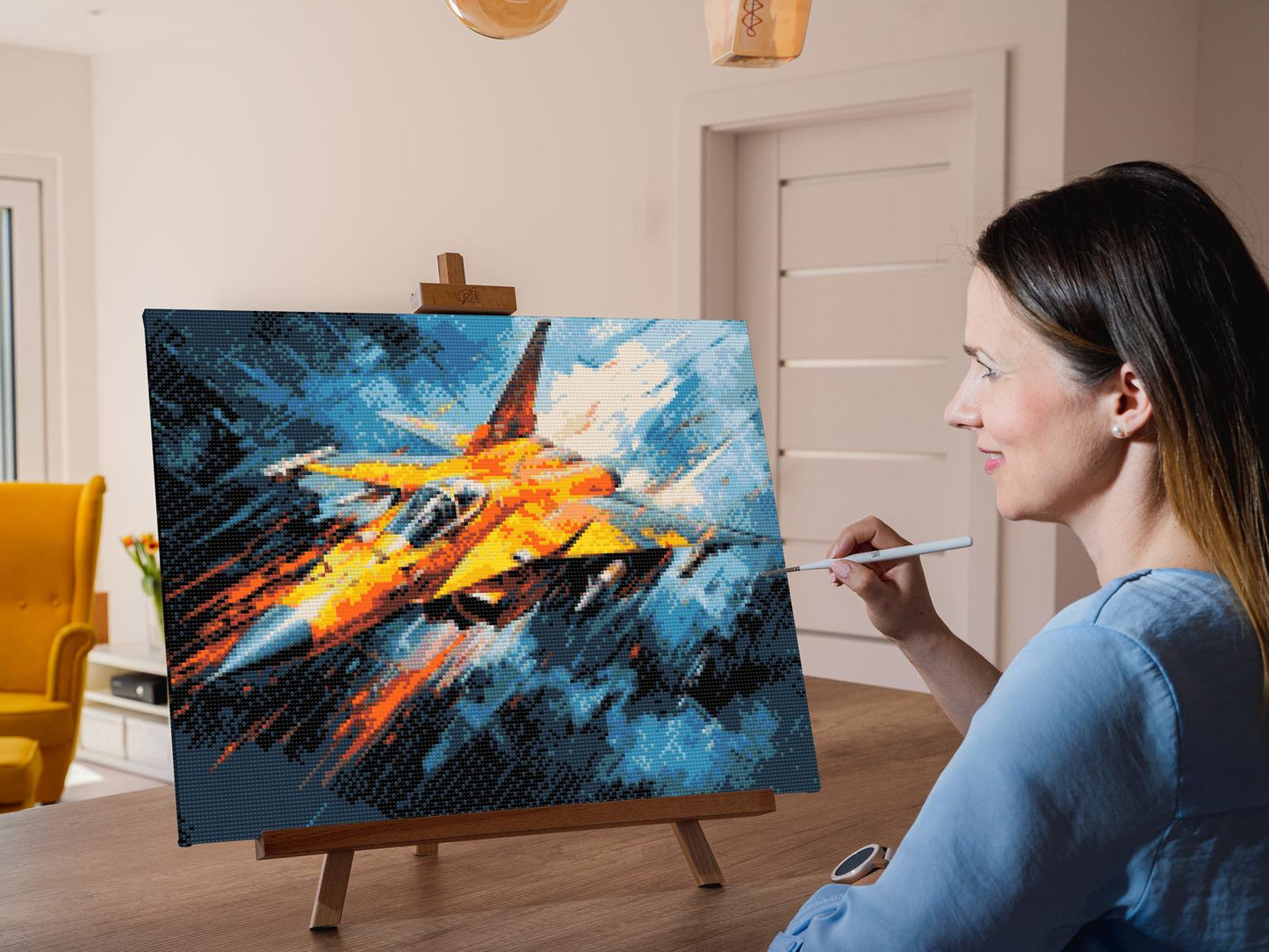 Diamond Paint - Gult militærfly