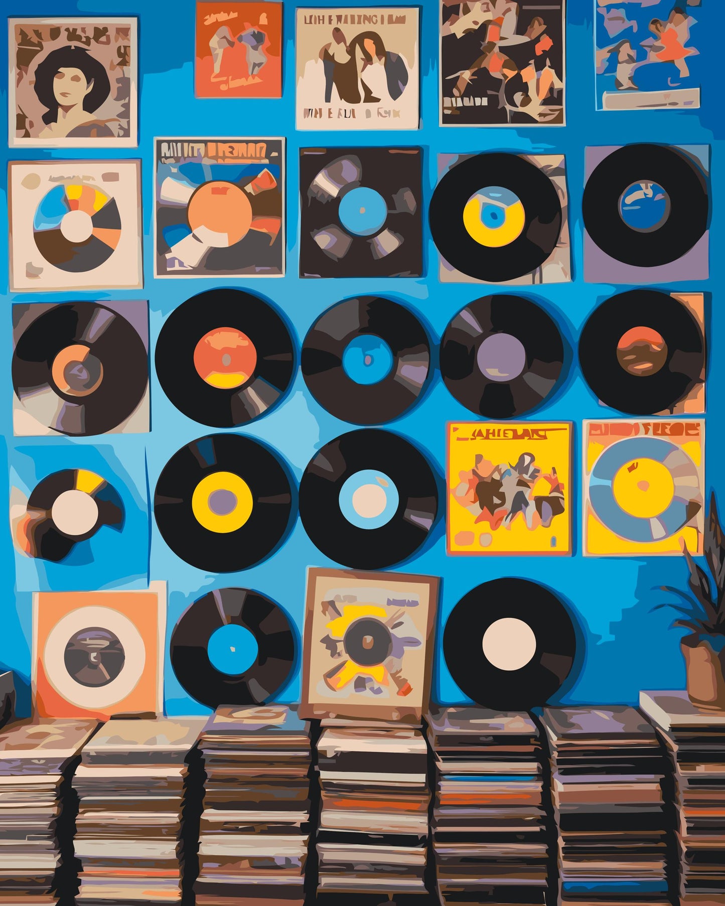 Paint by number - Vinylplader på væggen