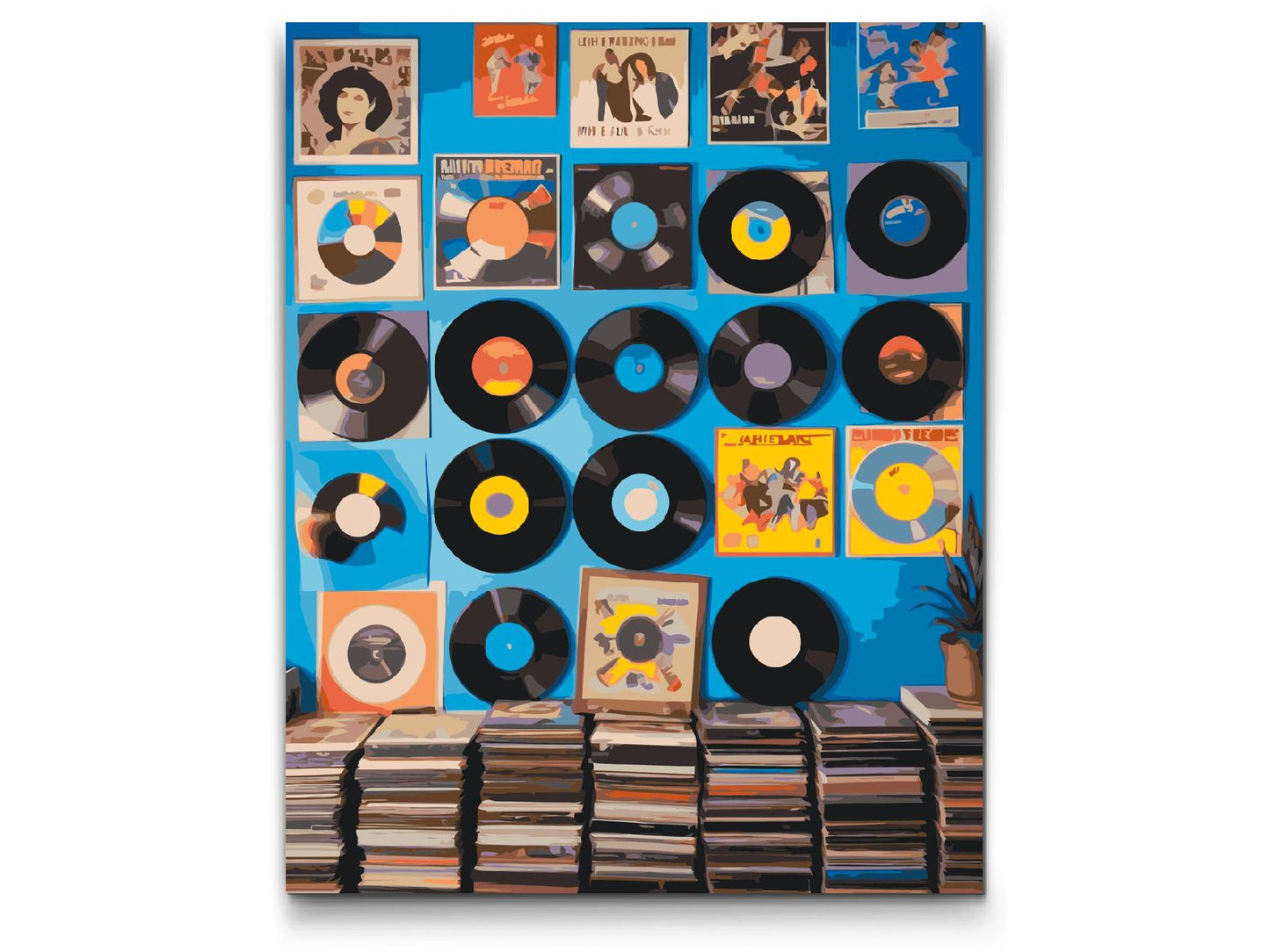 Paint by number - Vinylplader på væggen