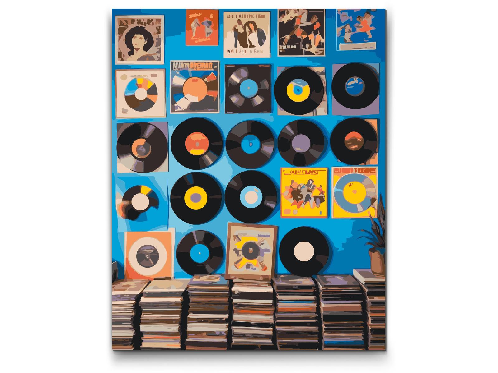 Paint by number - Vinylplader på væggen