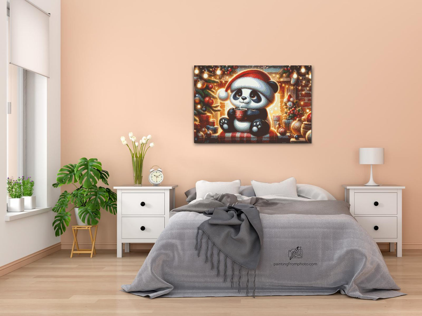 Diamond Paint - Julepanda og en kop kaffe