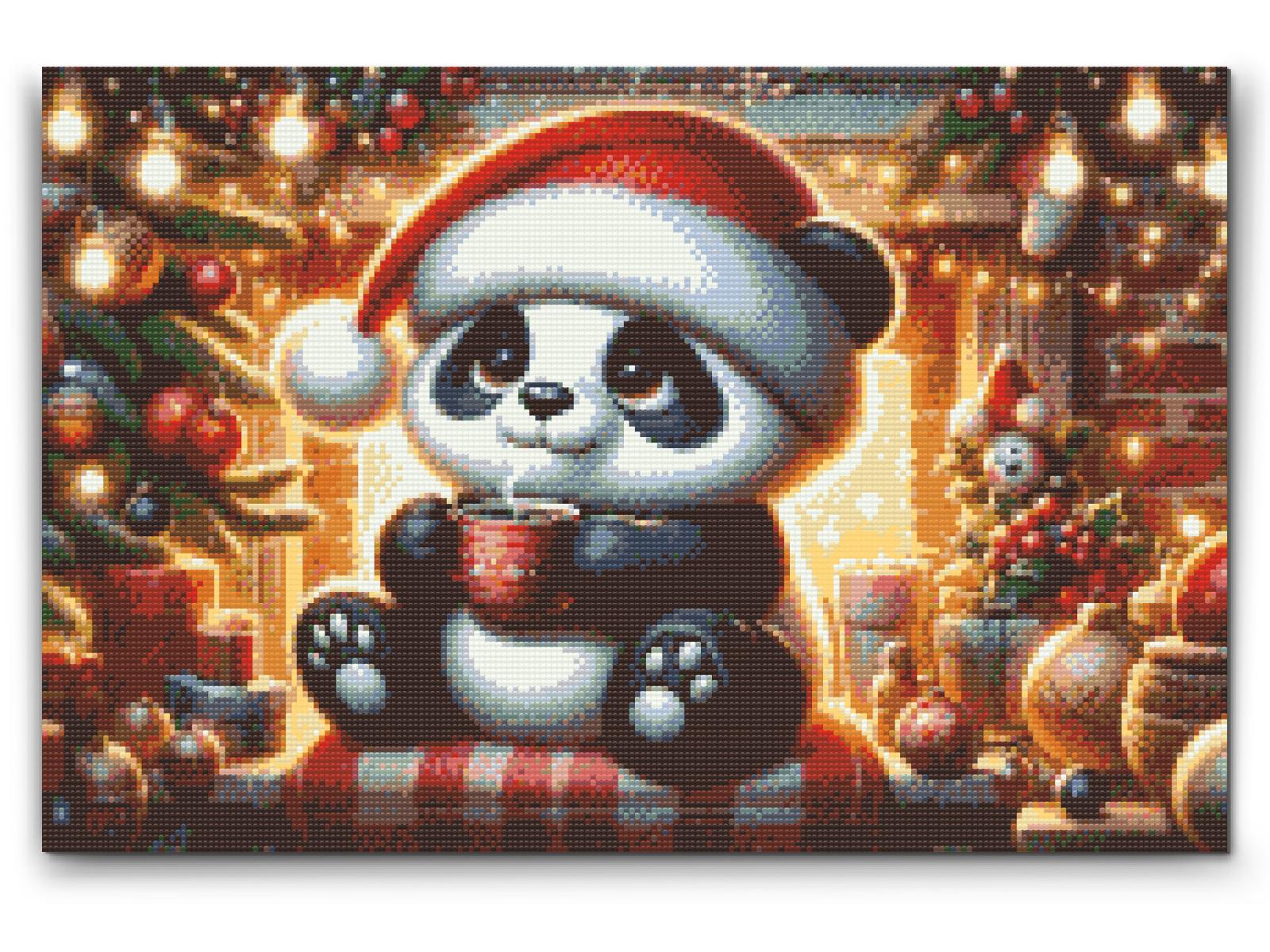 Diamond Paint - Julepanda og en kop kaffe