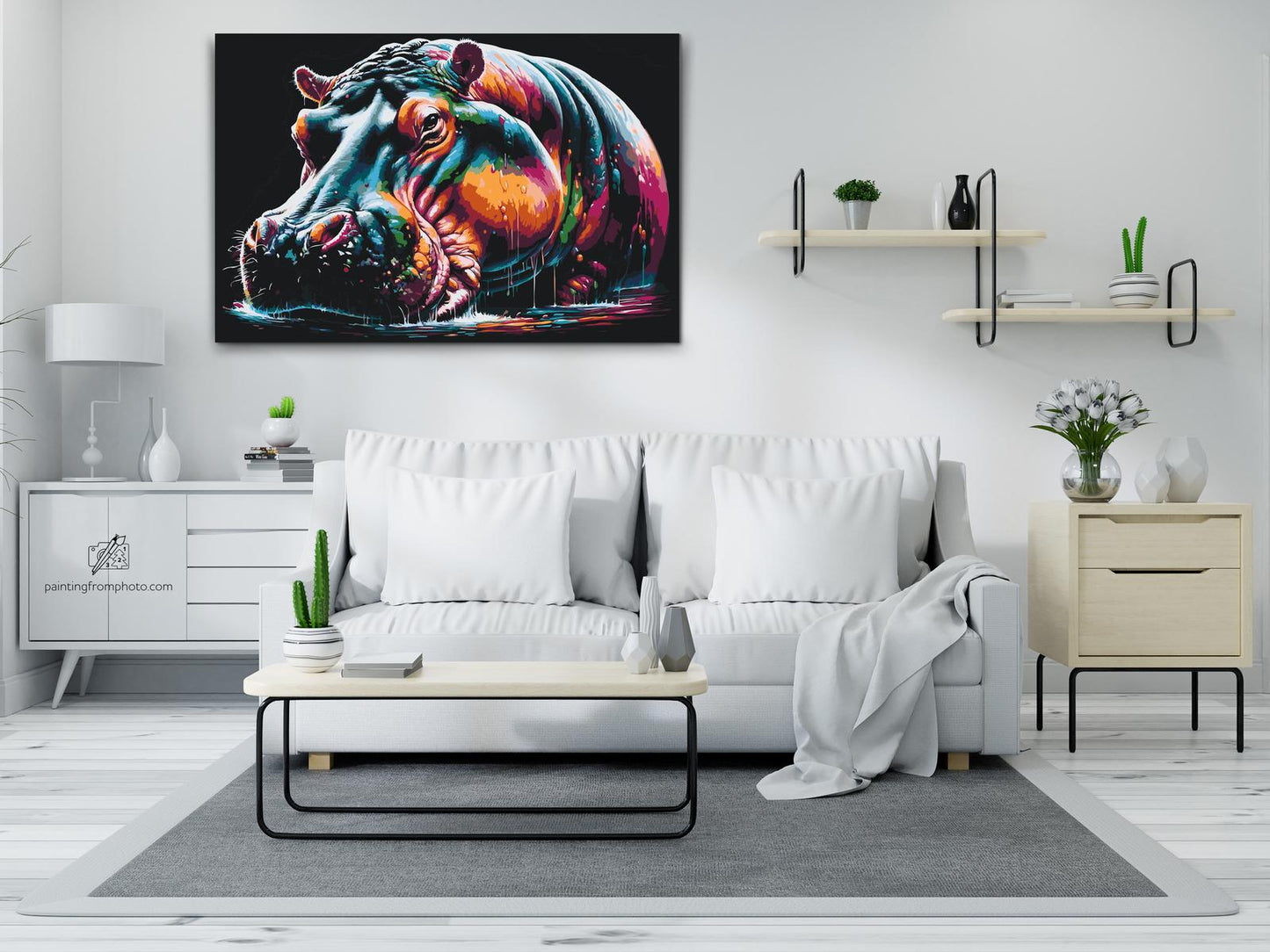 Paint by number - Farverig flodhest
