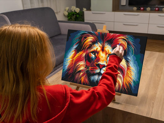 Paint by number - Farverig løve 5