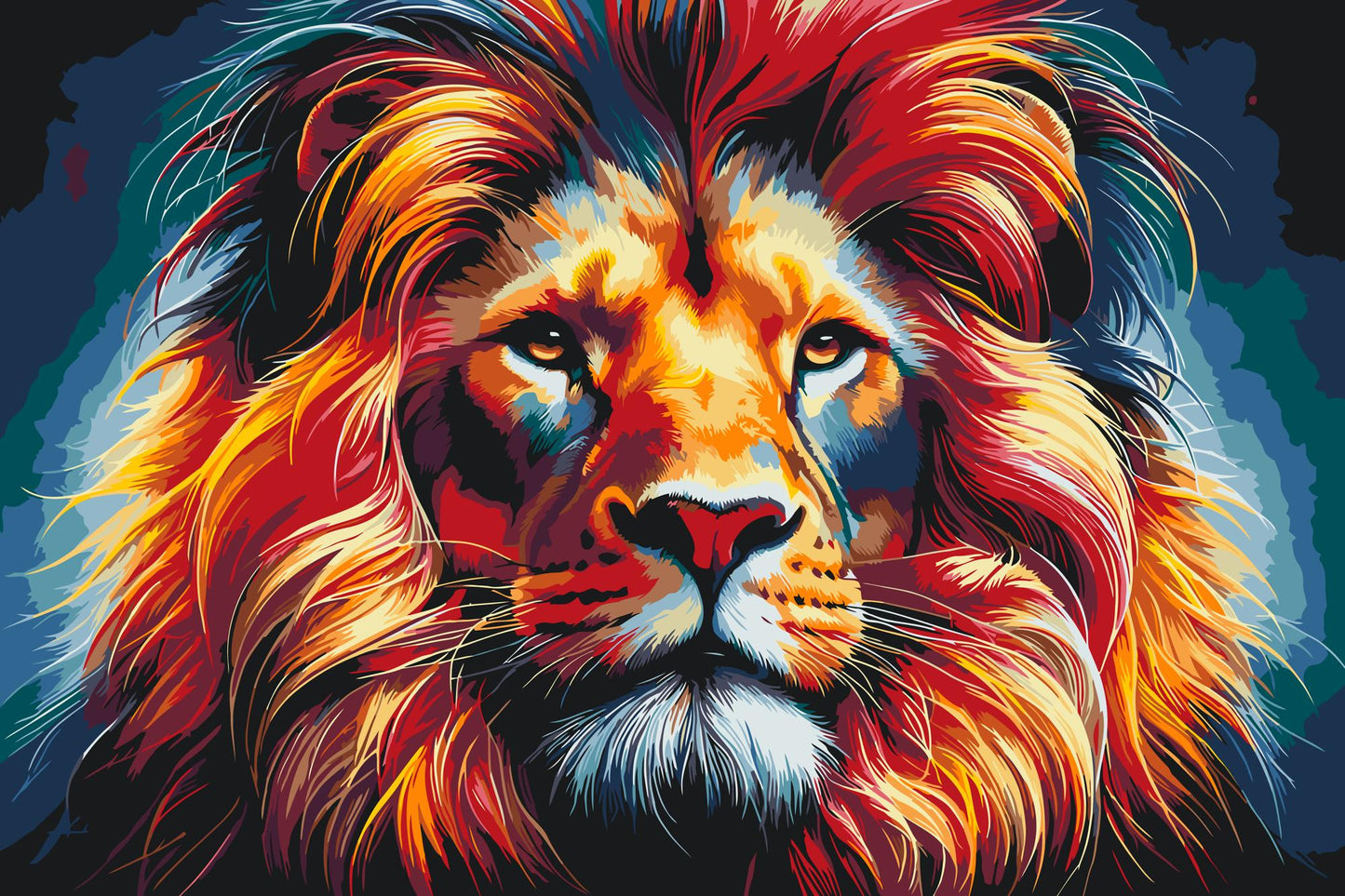 Paint by number - Farverig løve 5