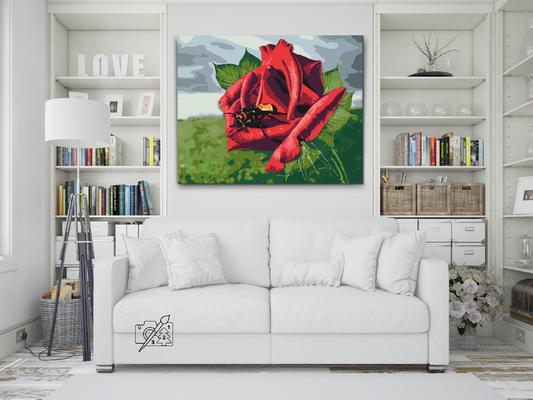 Paint by number - Bien på rosen