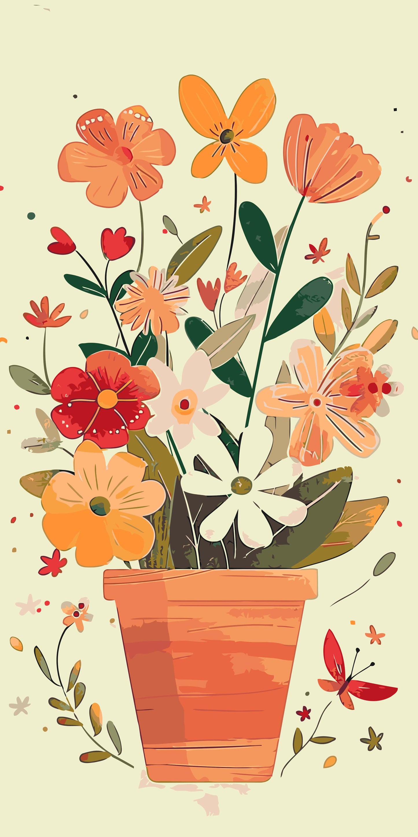 Paint by number - Forårsblomster i en potte