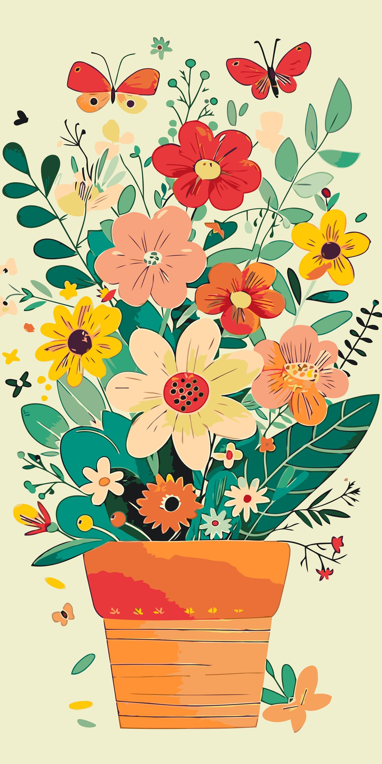 Paint by number - Forårsblomster i en potte 2