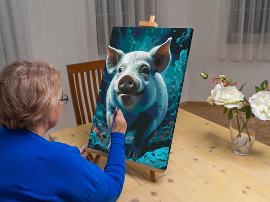 Paint by number - Pattegrise i nuancer af mørk turkis