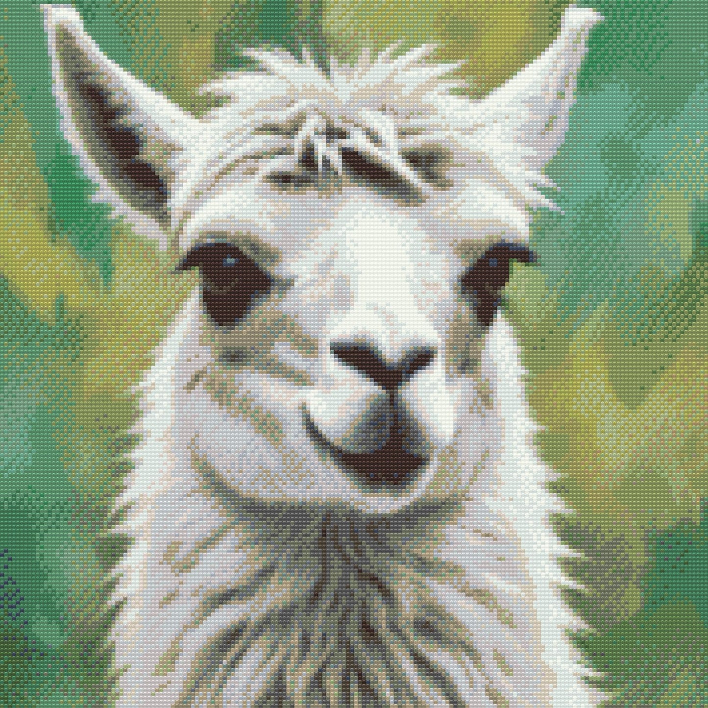 Diamond Paint - Llama i nuancer af dæmpet grønt