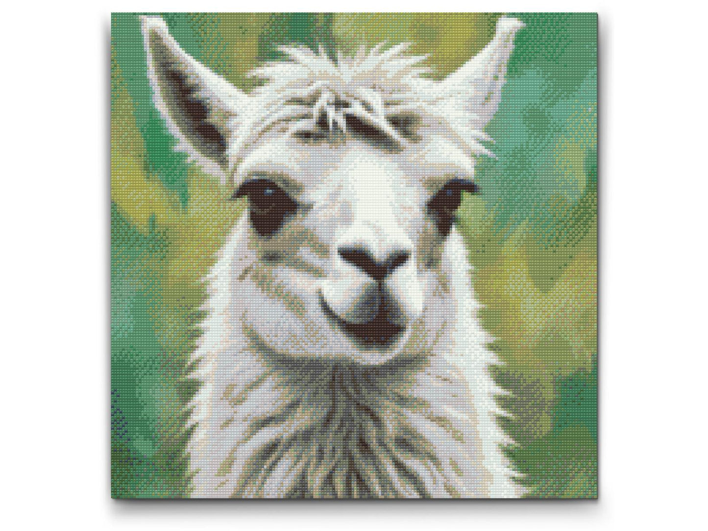 Diamond Paint - Llama i nuancer af dæmpet grønt