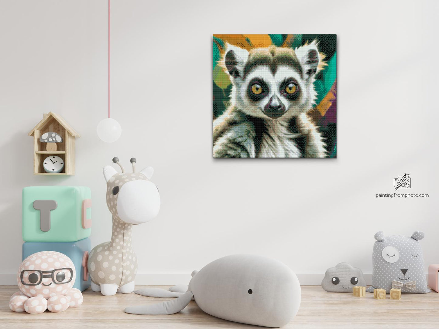Diamond Paint - Lemur i nuancer af afdæmpet grøn