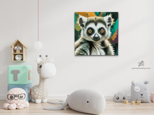 Diamond Paint - Lemur i nuancer af afdæmpet grøn