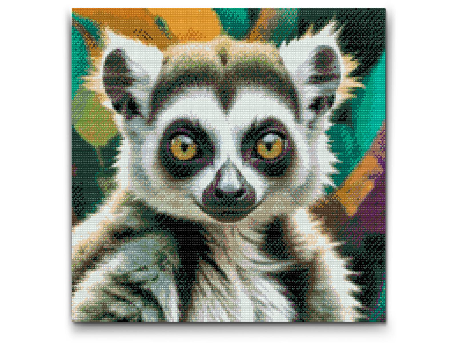 Diamond Paint - Lemur i nuancer af afdæmpet grøn