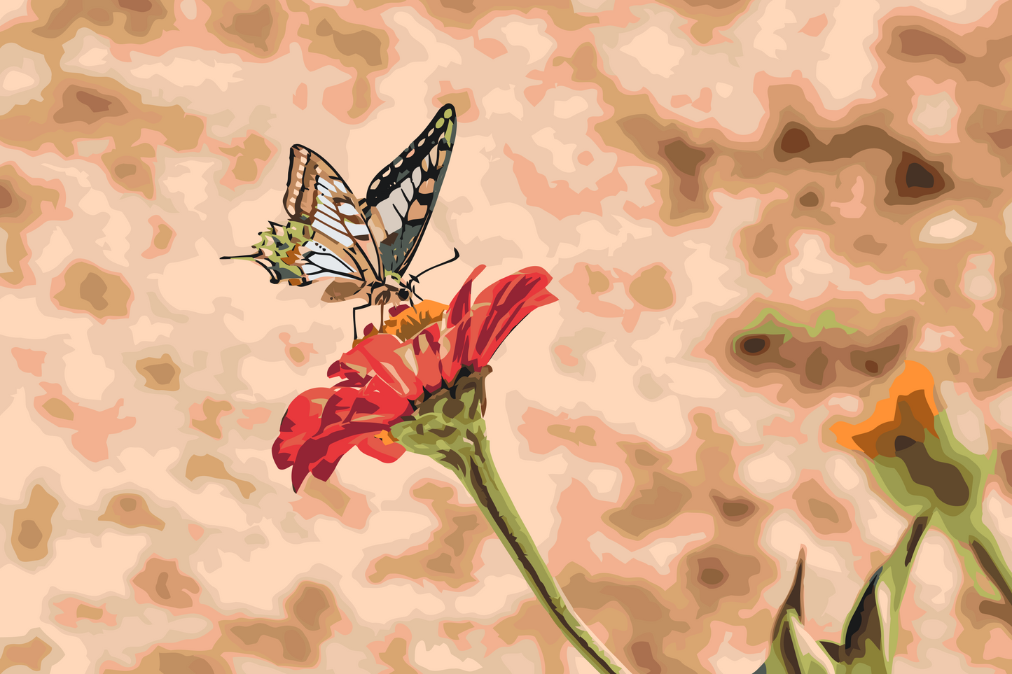 Paint by number - Sommerfugl på en rød blomst 2