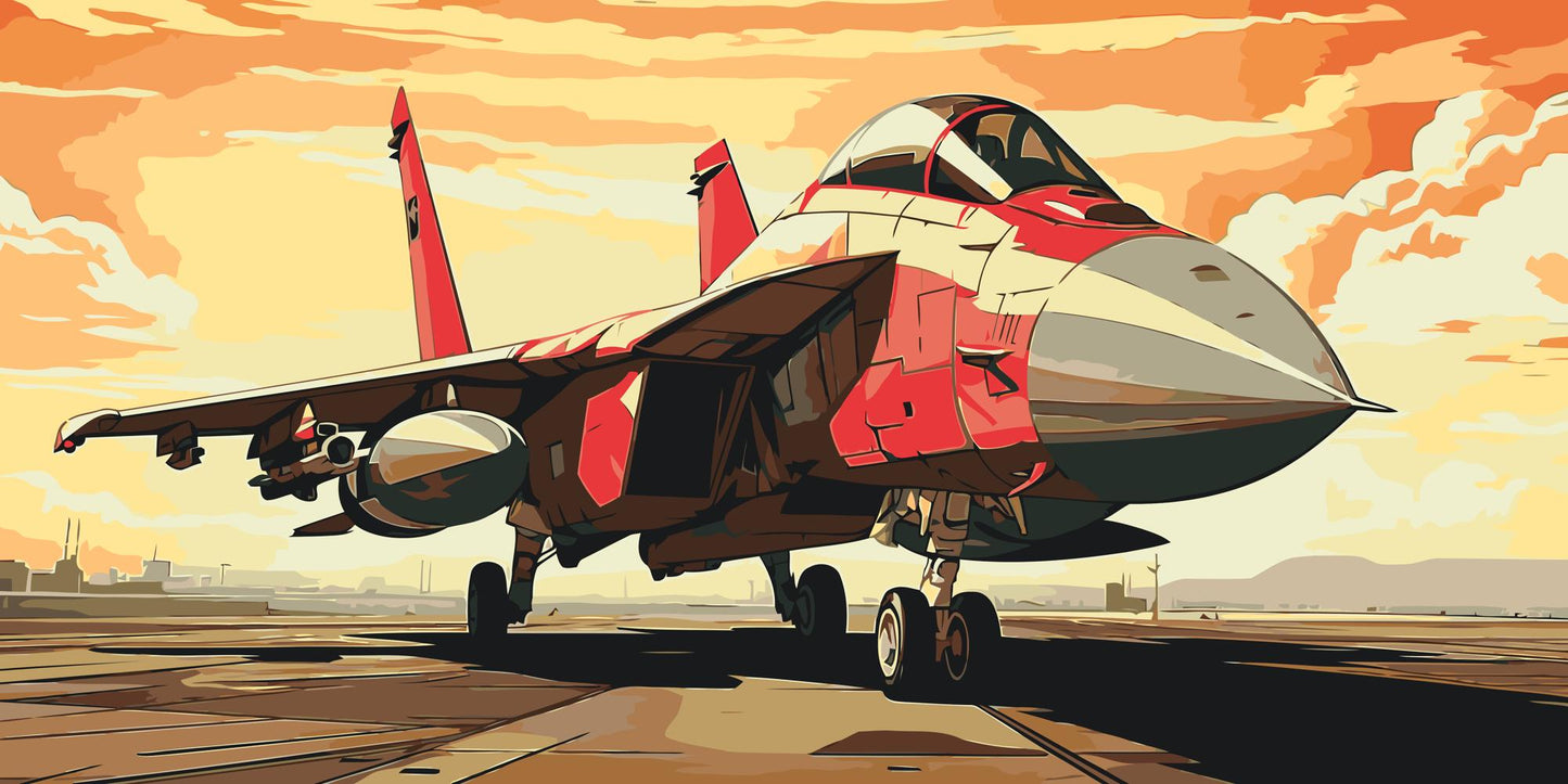 Paint by number - Rødt jagerfly