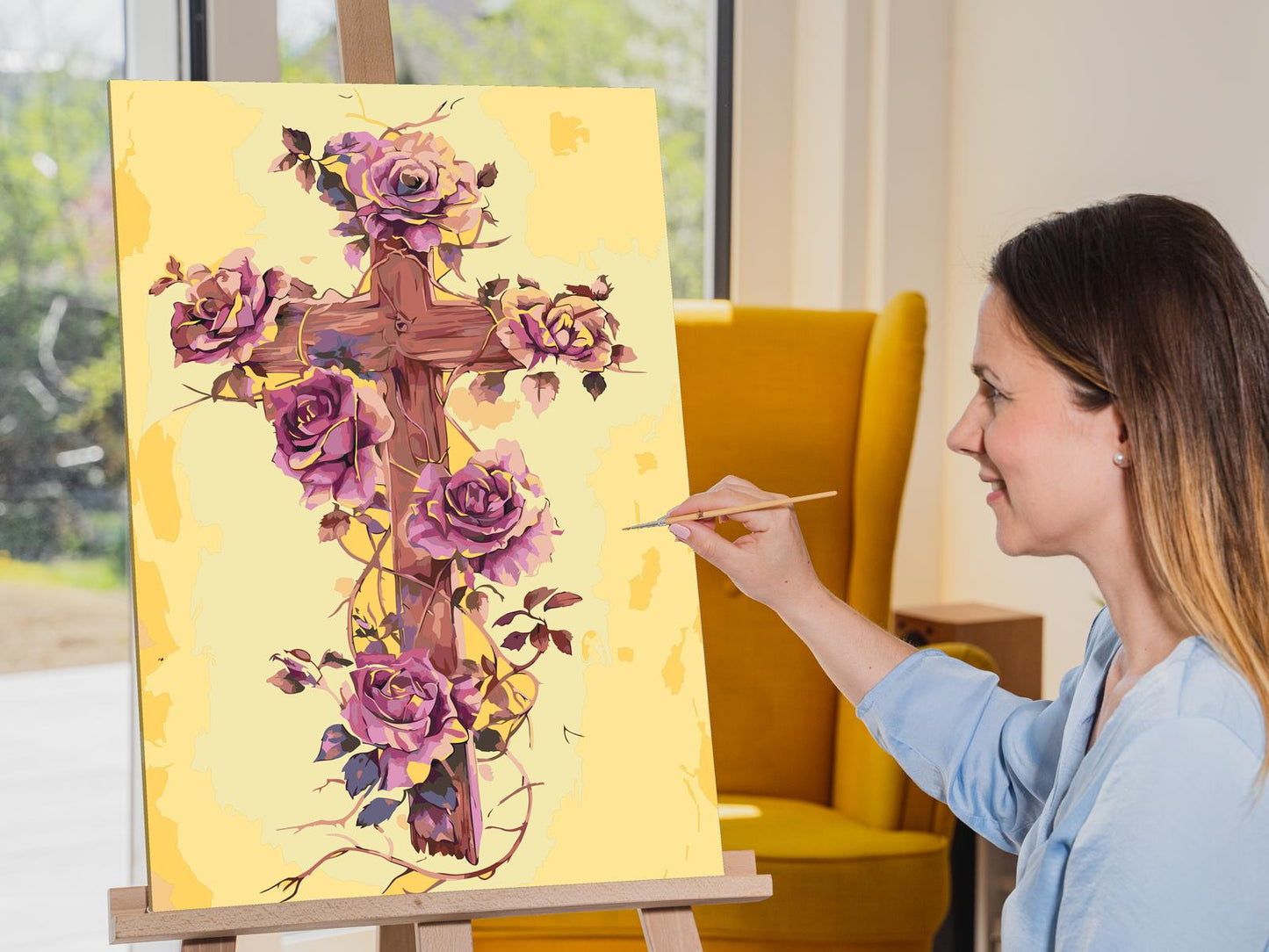 Paint by number - Kors med blomster
