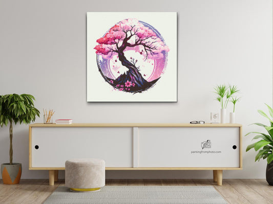 Diamond Paint - Farverige sakura-bonsai