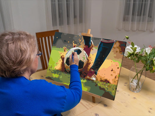 Paint by number - Nærbillede af en fodboldbold