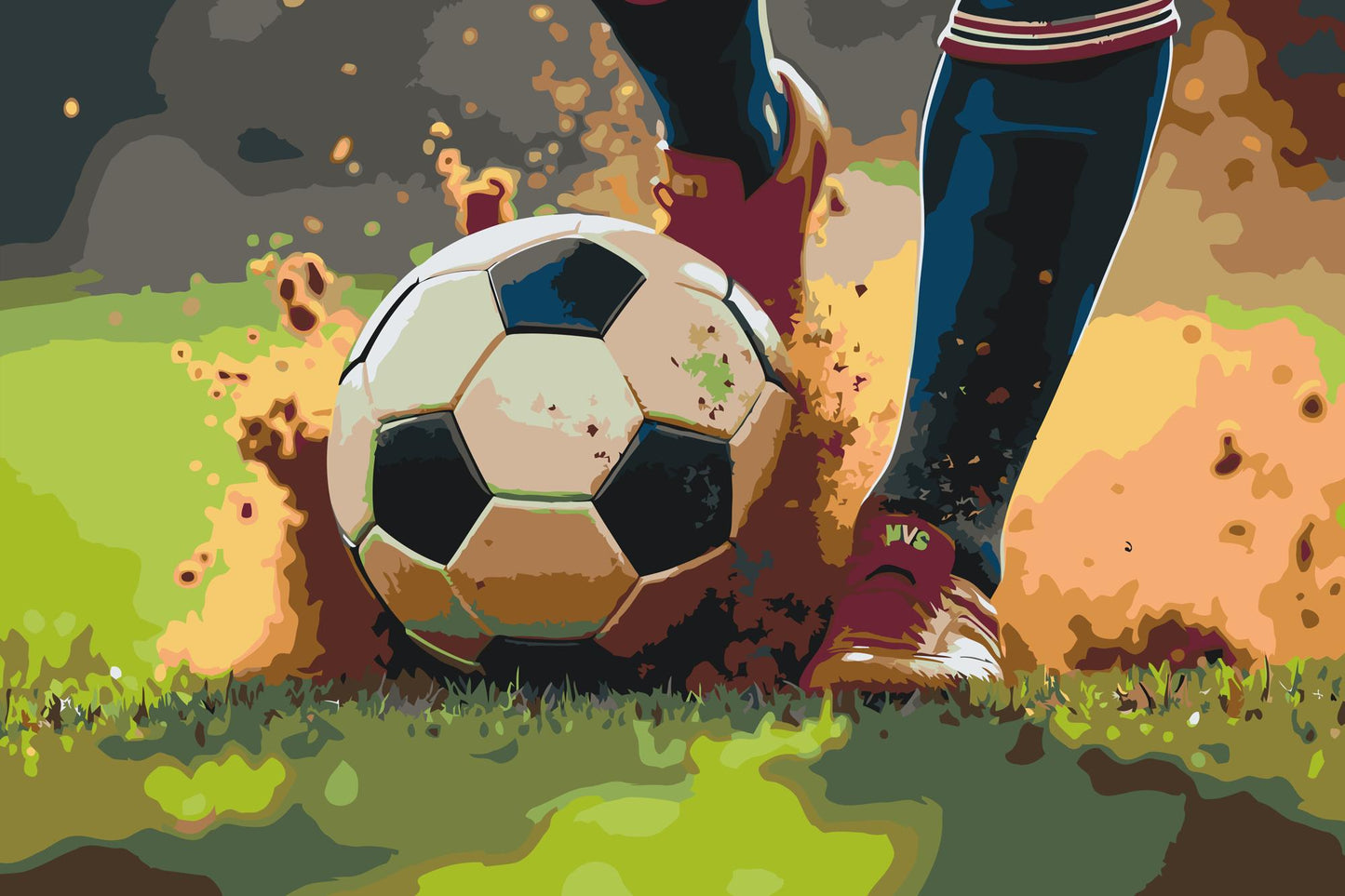 Paint by number - Nærbillede af en fodboldbold