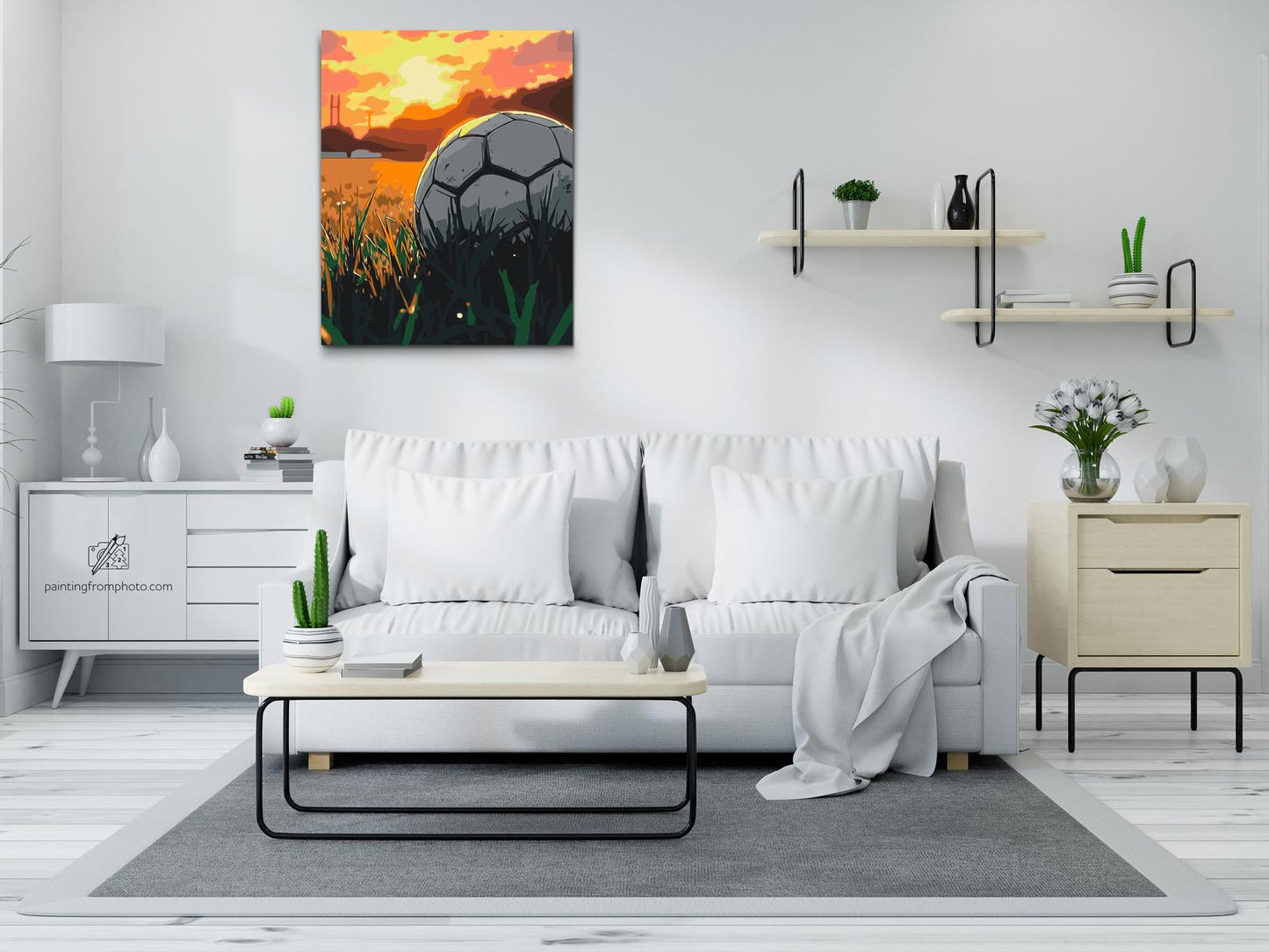 Paint by number - Fodbold ved solnedgang