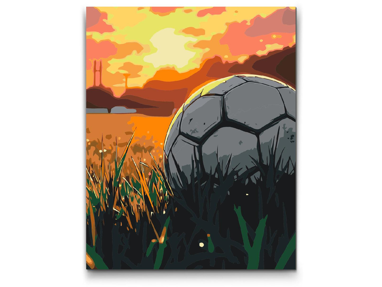 Paint by number - Fodbold ved solnedgang