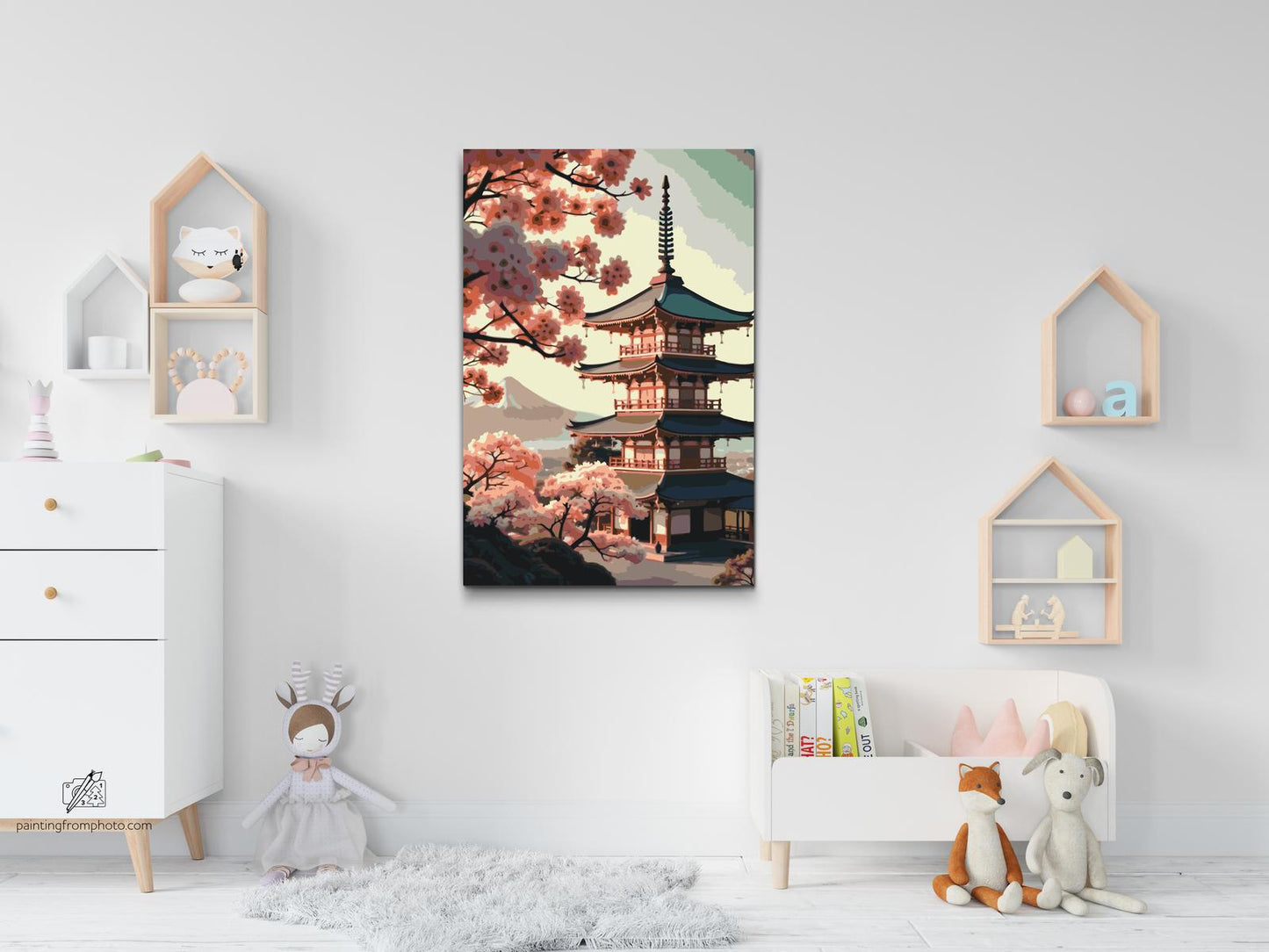 Paint by number - Pagode med sakura
