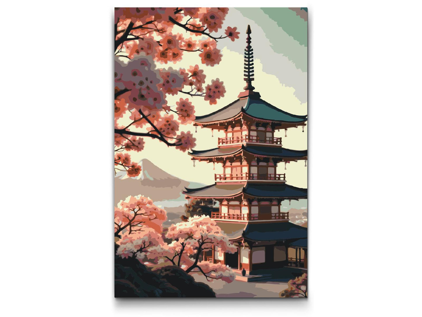 Paint by number - Pagode med sakura