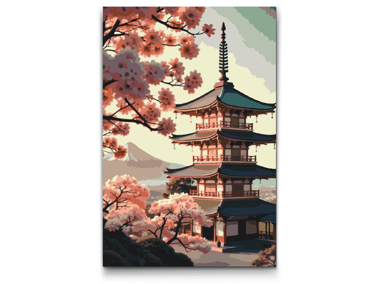 Paint by number - Pagode med sakura