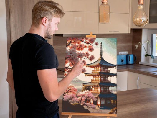 Diamond Paint - Pagode med sakura