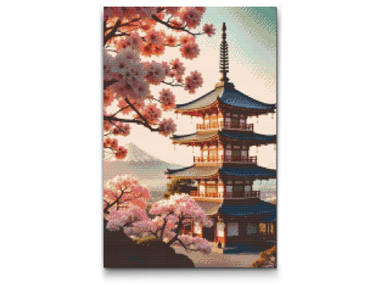 Diamond Paint - Pagode med sakura