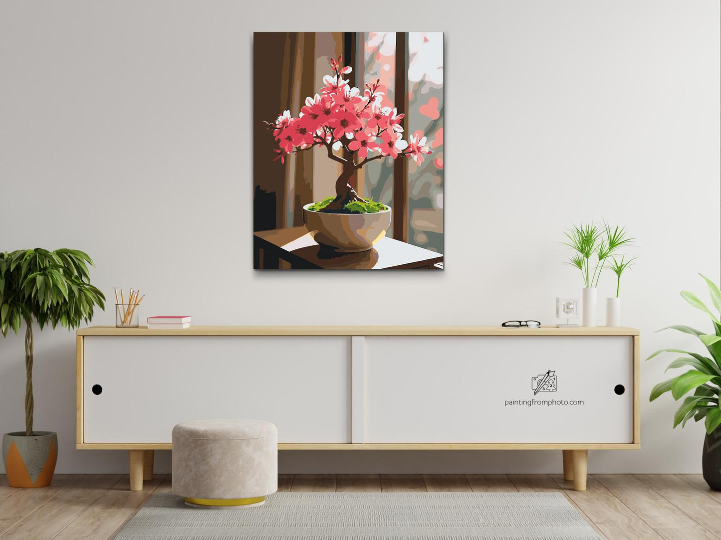 Paint by number - Sakura bonsai ved vinduet