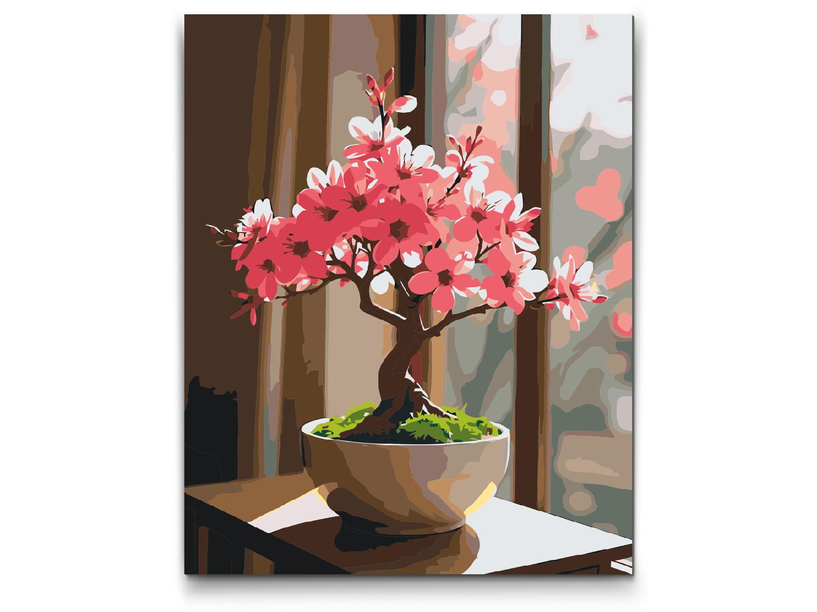 Paint by number - Sakura bonsai ved vinduet