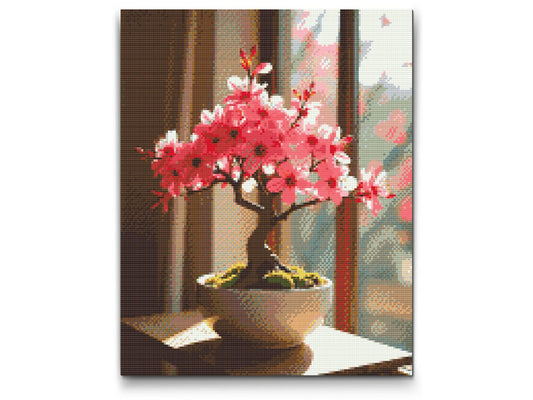 Diamond Paint - Sakura bonsai ved vinduet