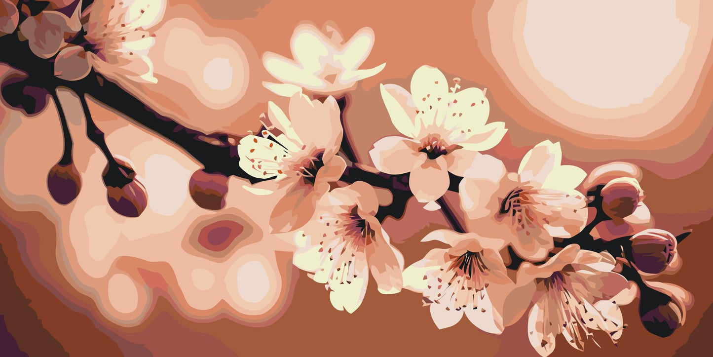 Paint by number - Forårsblomster af sakura