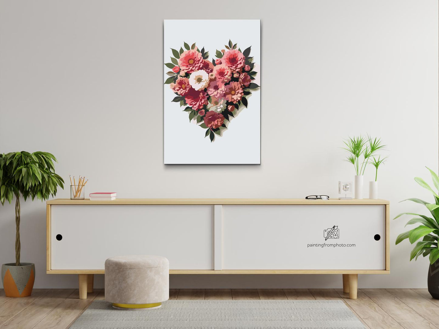 Paint by number - Hjerte lavet af blomster