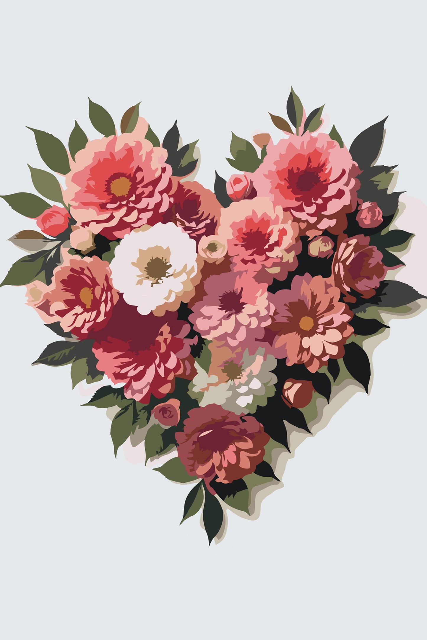 Paint by number - Hjerte lavet af blomster