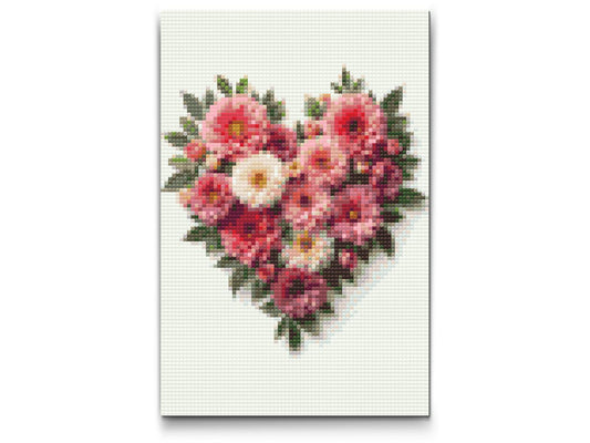 Diamond Paint - Hjerte lavet af blomster