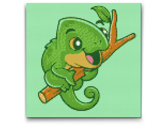 Diamond Paint - Kameleon på en gren