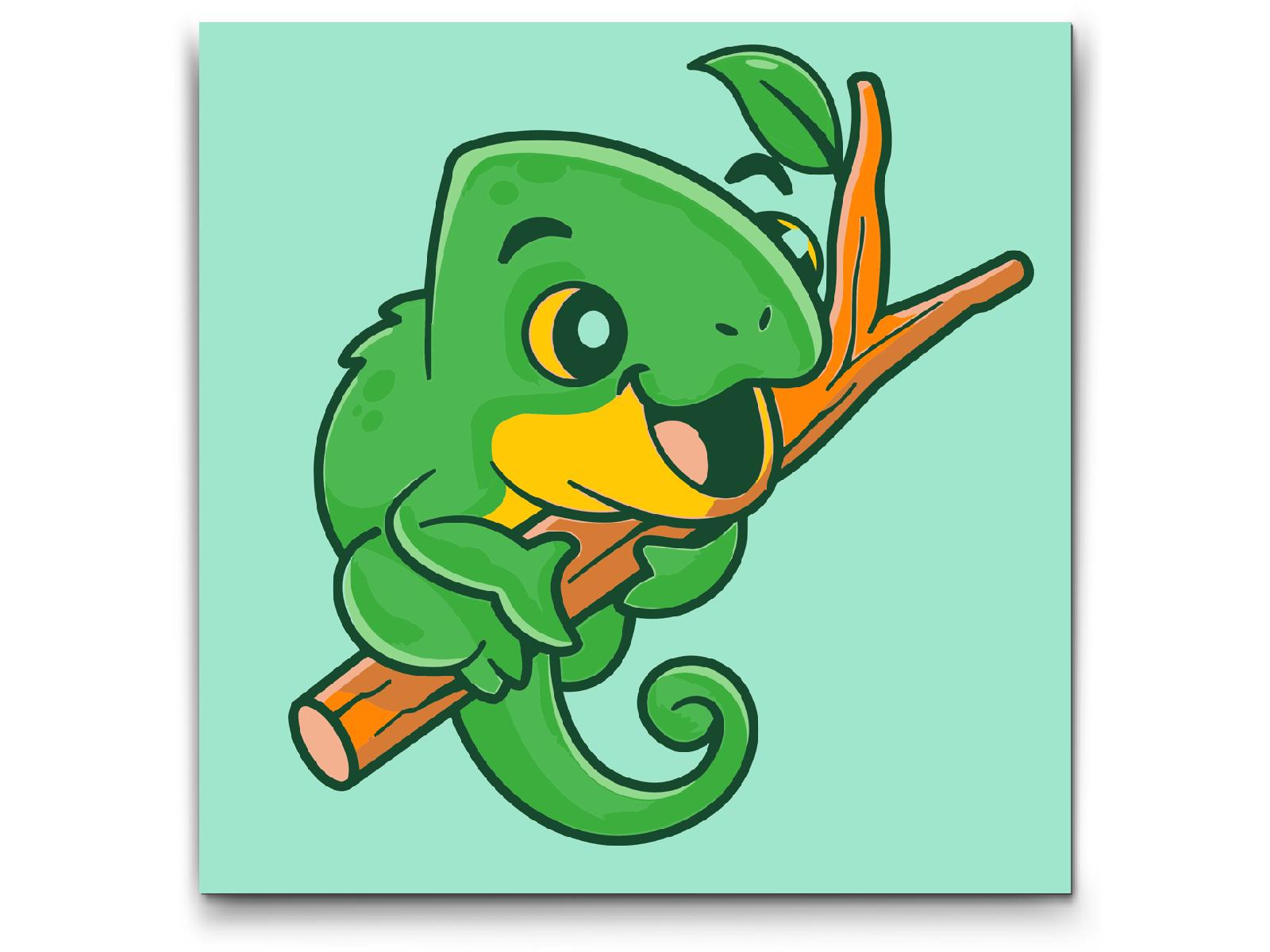 Paint by number - Kameleon på en gren