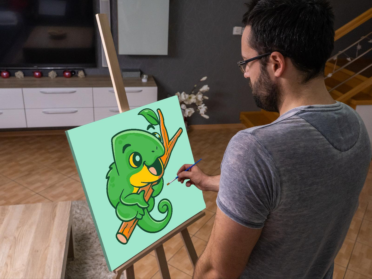 Paint by number - Kameleon på en gren