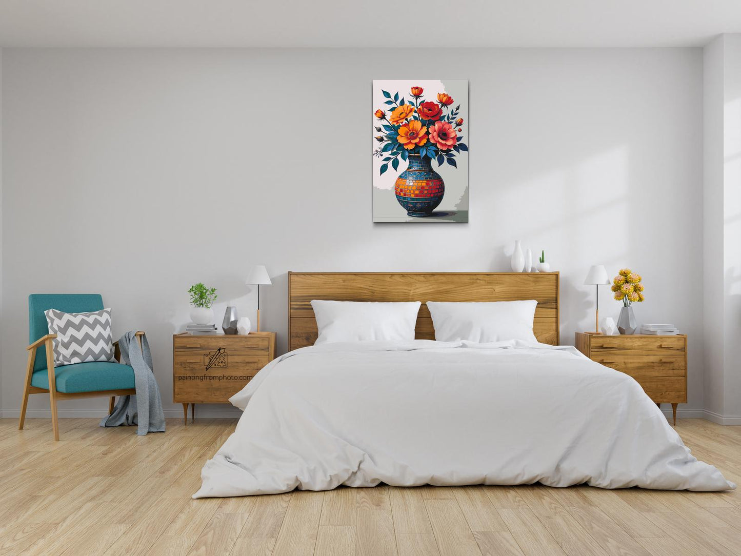 Paint by number - Farverig buket i en mosaikvase