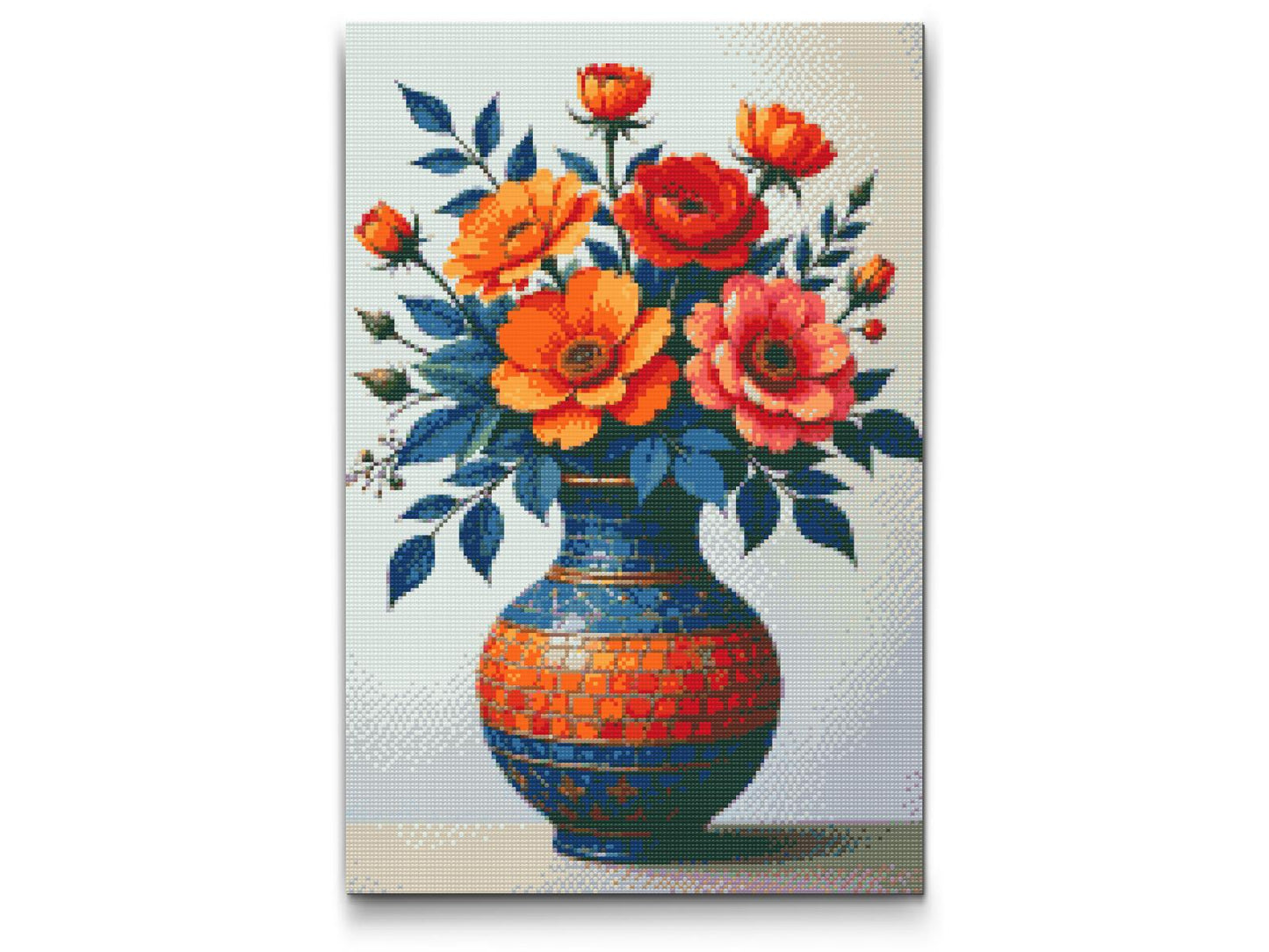 Diamond Paint - Farverig buket i en mosaikvase