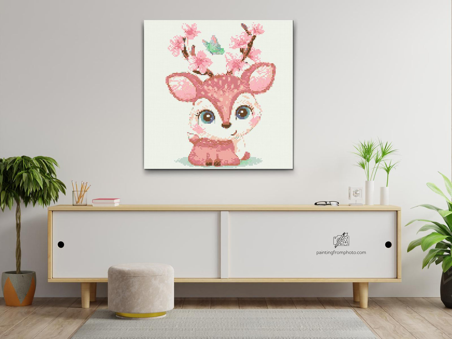 Diamond Paint - Hjorte med kirsebærblomster