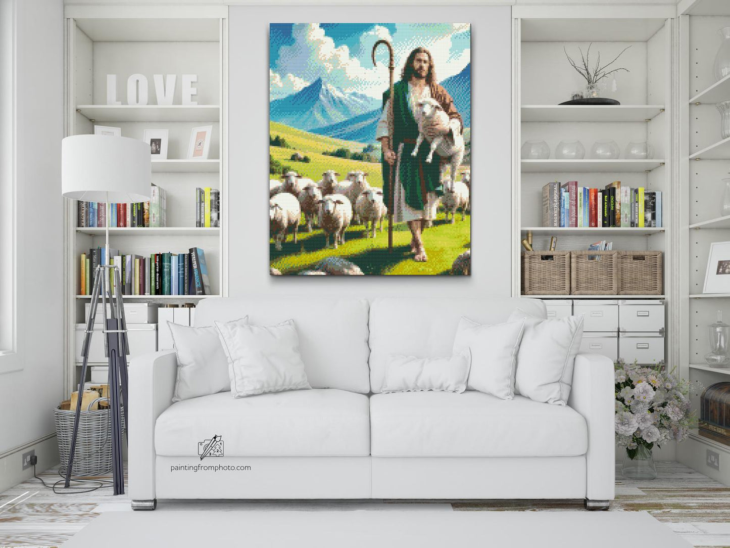 Diamond Paint - Jesus med får på græsmarken