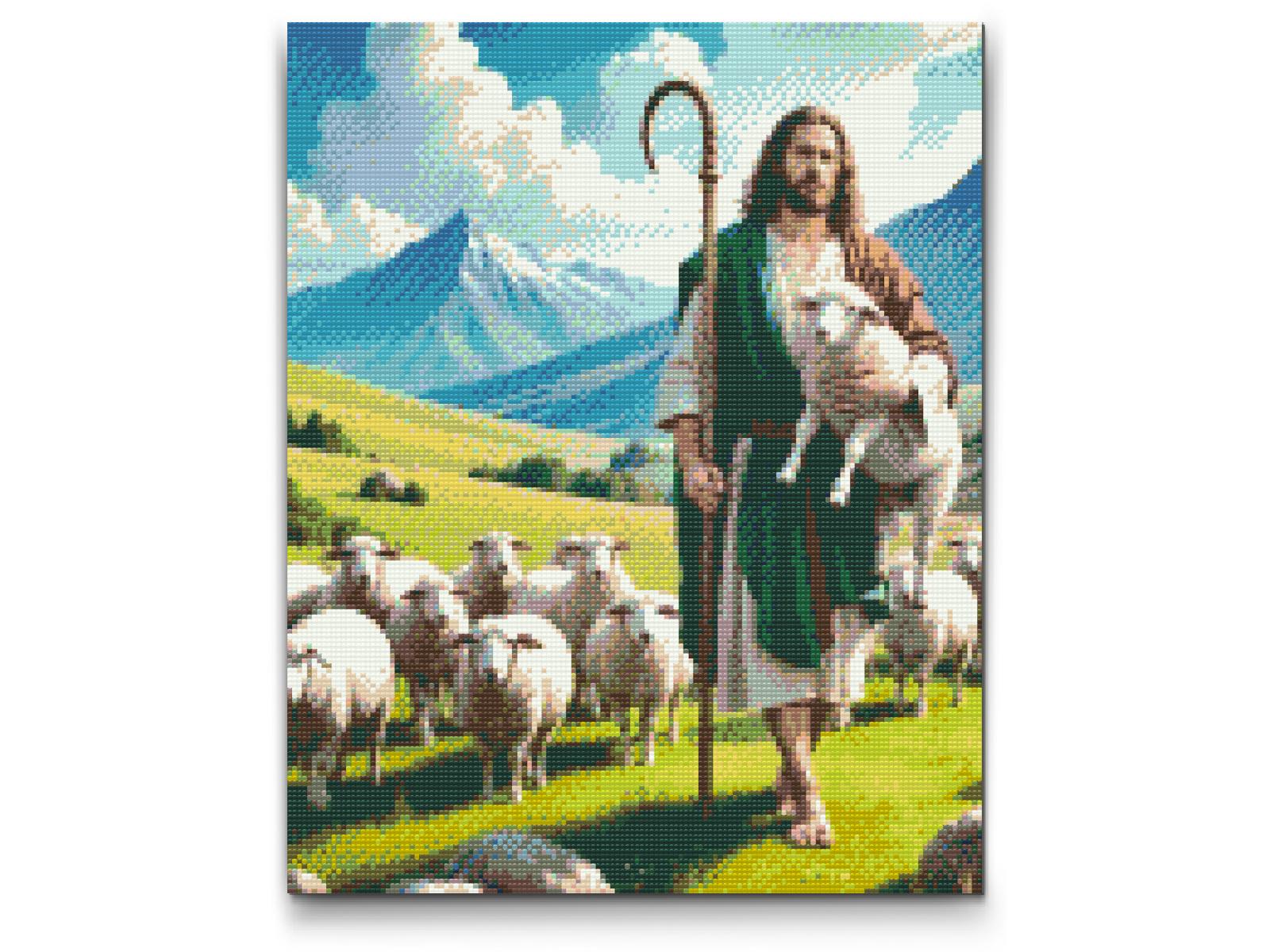 Diamond Paint - Jesus med får på græsmarken