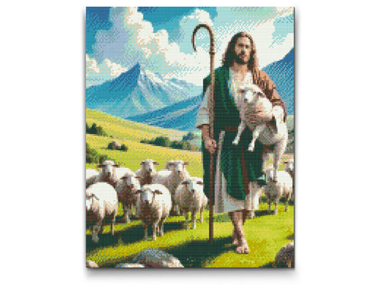 Diamond Paint - Jesus med får på græsmarken