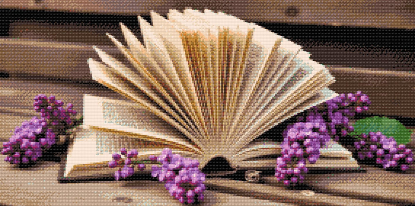 Diamond Paint - Syrenblomster med en bog